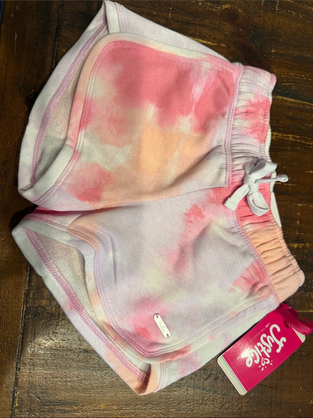 🌴 Justice Pink & Peach Tie-Dye Pull-On Shorts